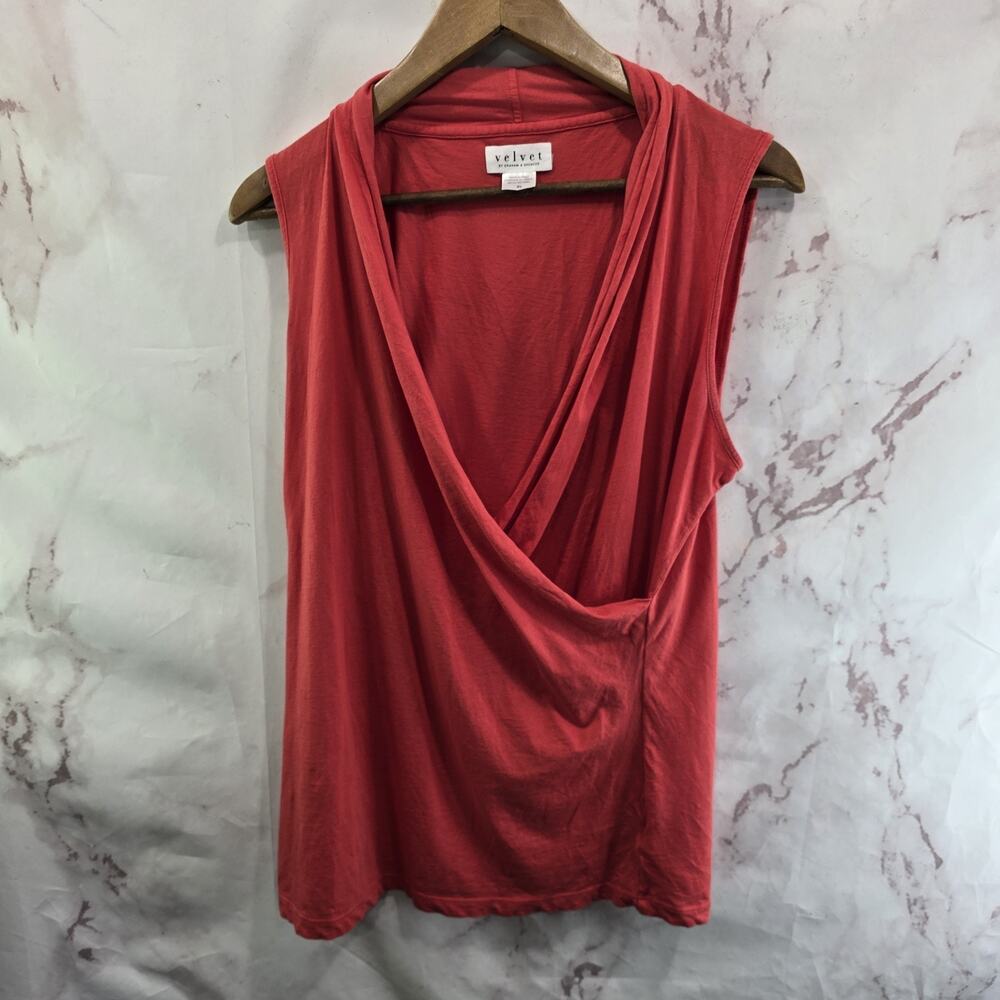 Velvet Graham Spencer Top Womens XL Pink Tank V Faux Wrap Coral Anthropologie